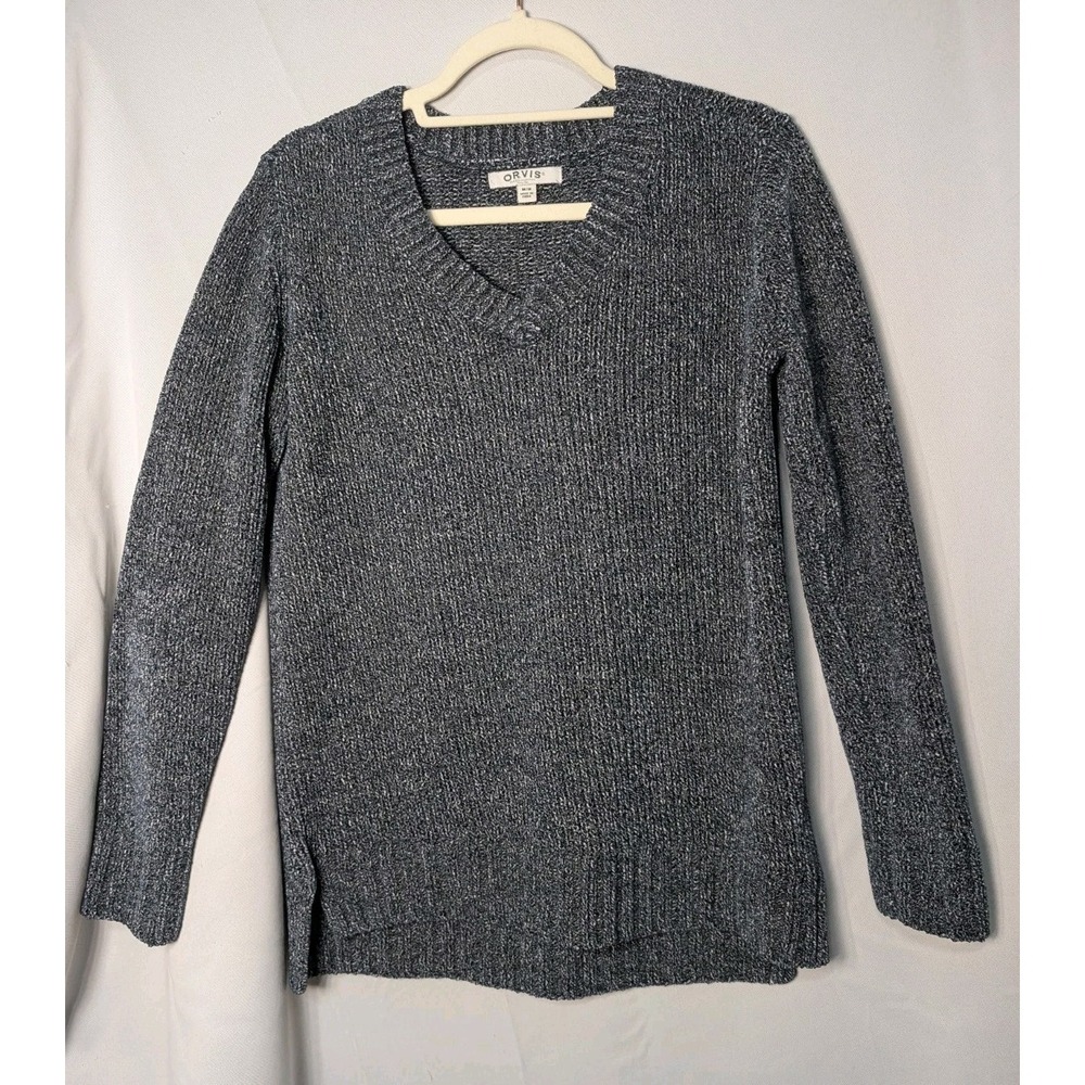 Orvis Men's V Neck Knit Sweater Blue Soft M)647)